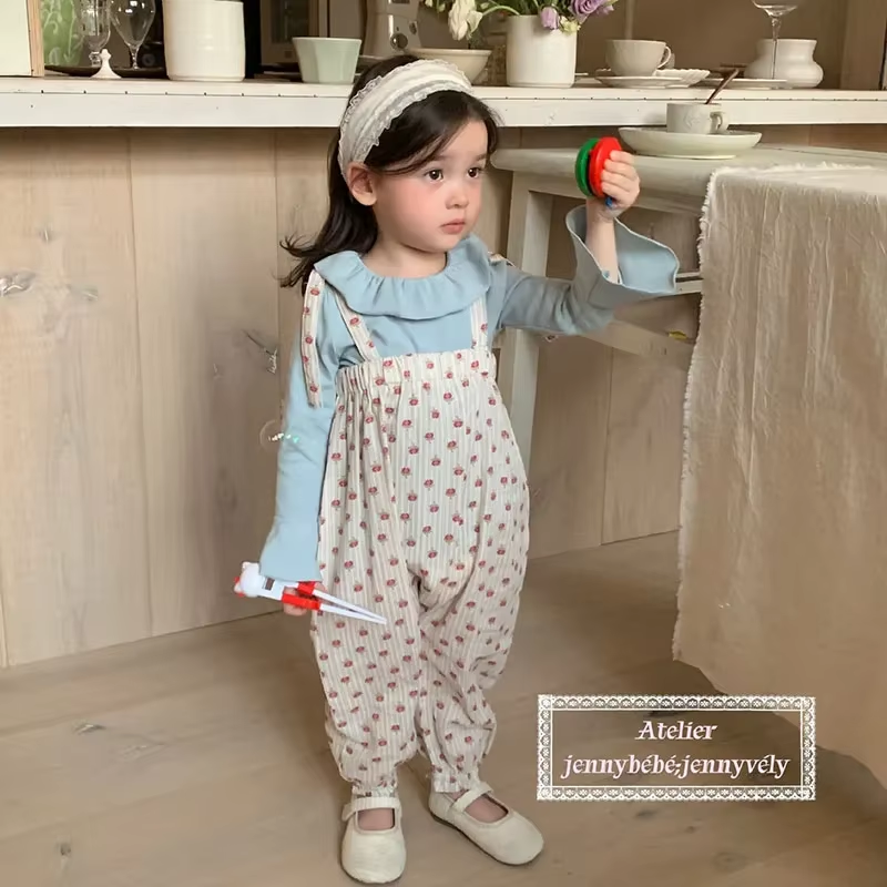 DotWhimsy – Baby Girl Cotton Tee & Printed Jumpsuit Set