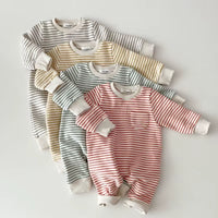 Snuggle Stripes – Fleece-Lined Striped Romper for Babies