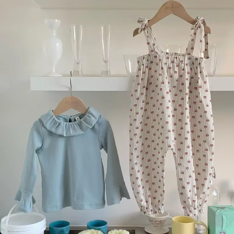 DotWhimsy – Baby Girl Cotton Tee & Printed Jumpsuit Set