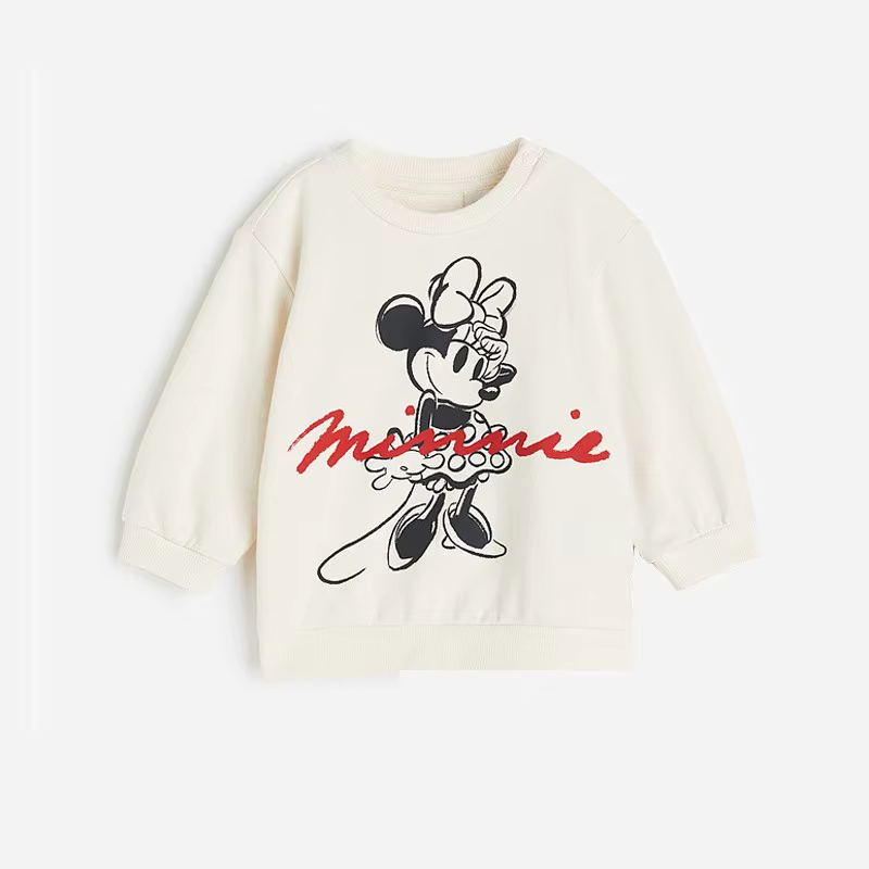 Minnie Magic: Cartoon Full-Print Sweatshirt and Pants Set for Girls