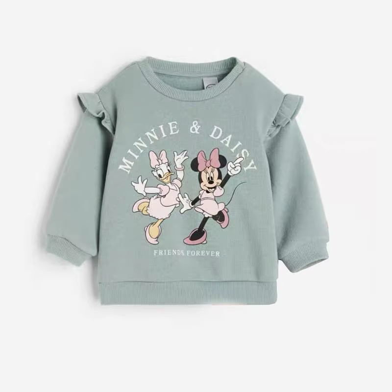 Minnie Magic: Cartoon Full-Print Sweatshirt and Pants Set for Girls