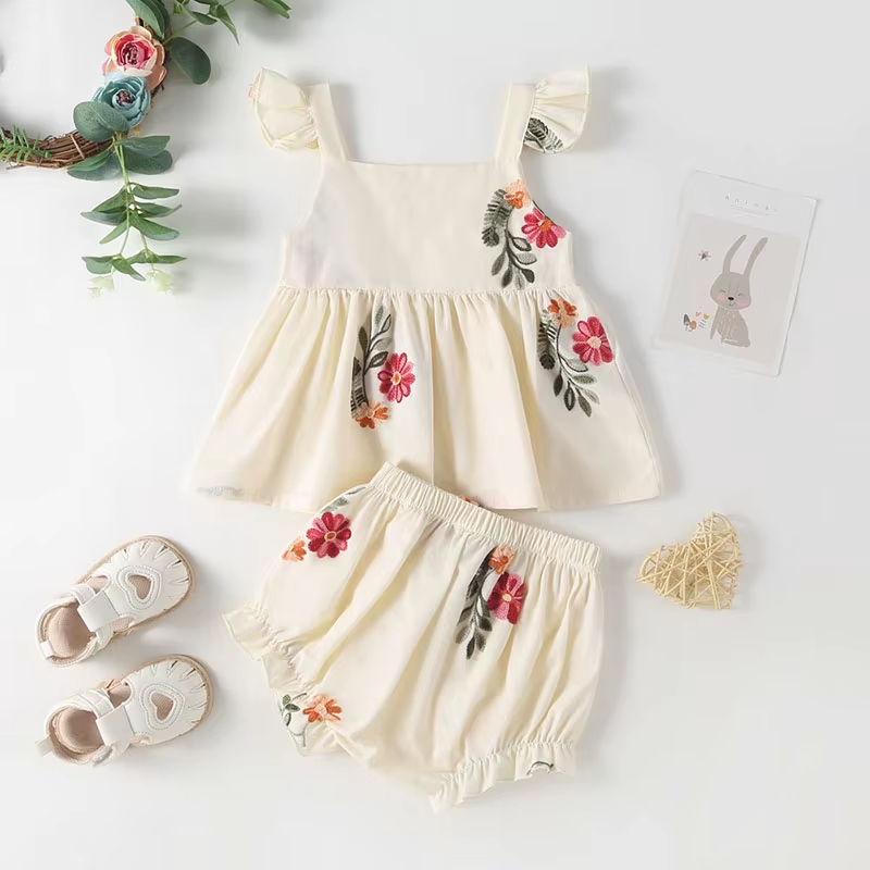 Blossom Breeze – 2-Piece Floral Puff Sleeve Bodysuit & Shorts Set