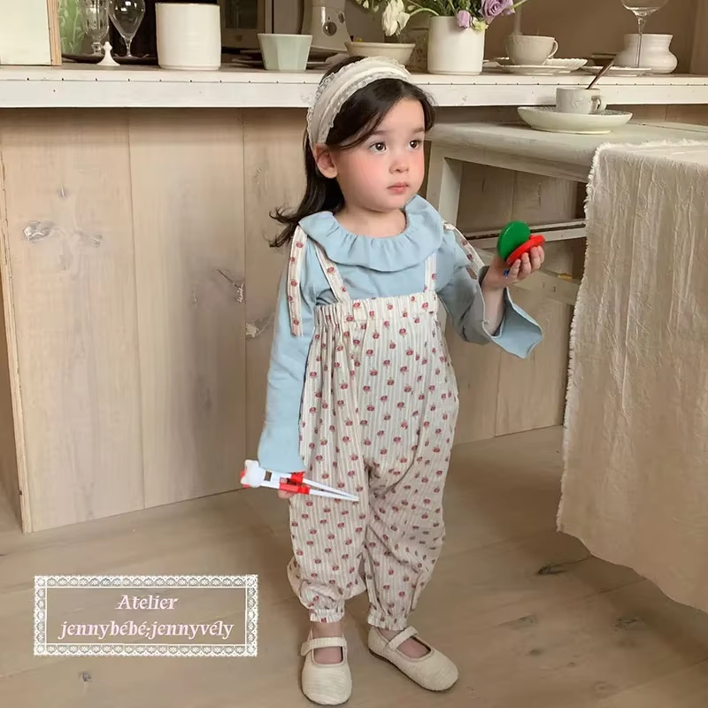 DotWhimsy – Baby Girl Cotton Tee & Printed Jumpsuit Set