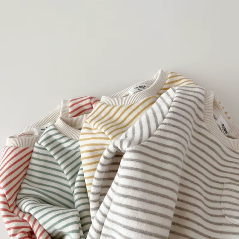 Snuggle Stripes – Fleece-Lined Striped Romper for Babies