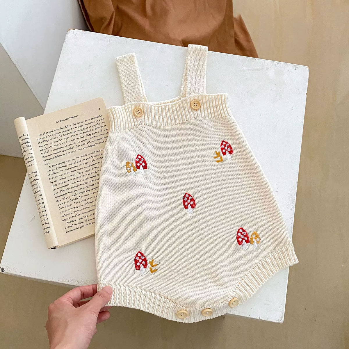 LotusBloom – Embroidered Knit Top & Strap Romper Set for Baby Girls