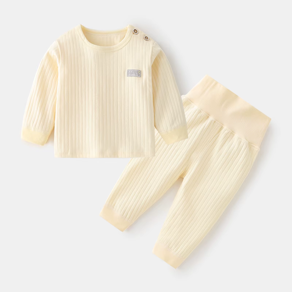 CozyNest – Baby Thermal Underwear Pajama Set in Soft Candy Colors