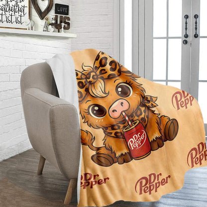 Cartoon Cute Highland Cow Pattern Blanket, Dr Pepper Soft Warm Throw Blanket, Air-Conditioned Room Blanket, Warm Nap Blanket for Home Office Travel Camping,Best Christmas Gifts